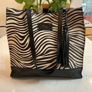 Patricia Nash Zebra Pattern Tote with Tassel